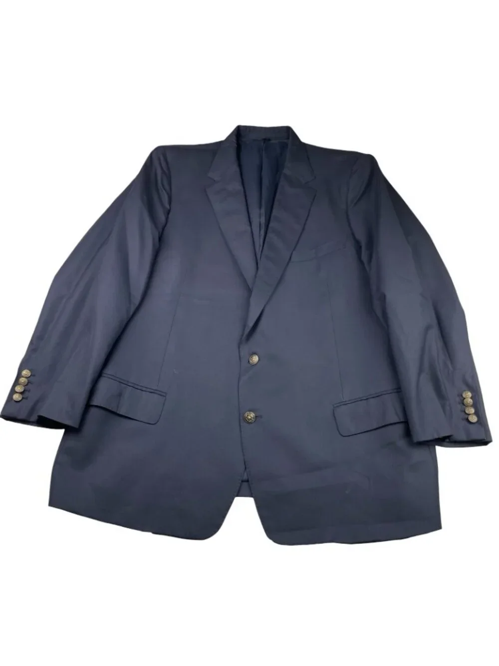 Bespoke x Loro Piana Men's 100% Wool Metal Buttons 2-Button Blazer Navy • 46R